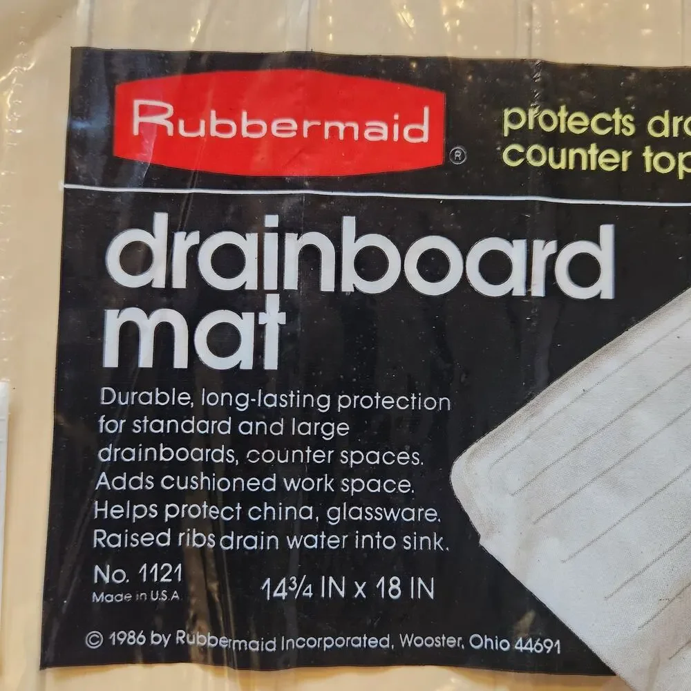 New! VTG 1986 Rubbermaid No. 1121 Almond Drainboard Mat 14.75